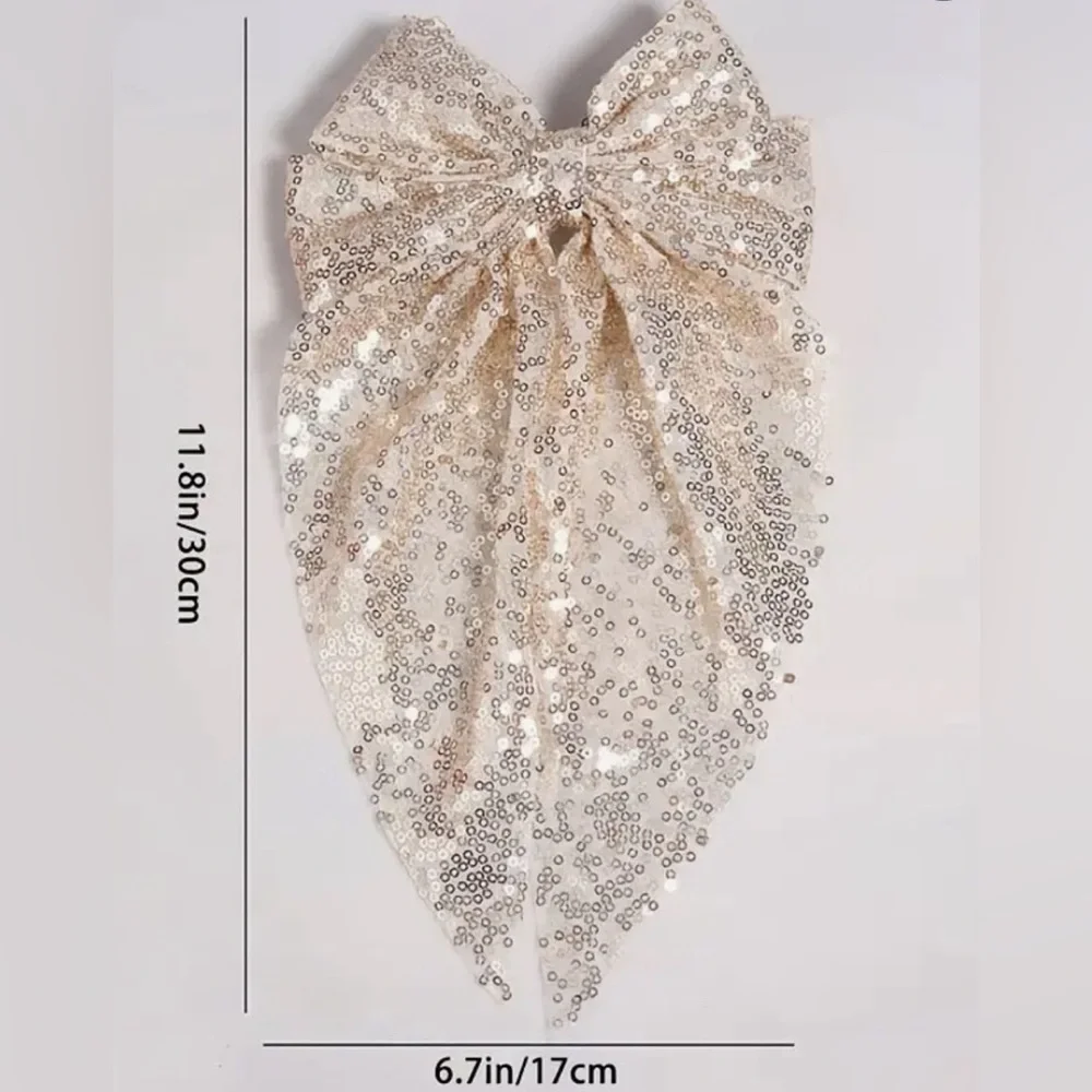 New Coquette Sparkling Sequin Hair Bow for Girl - Coquette Barrettes Elegant
